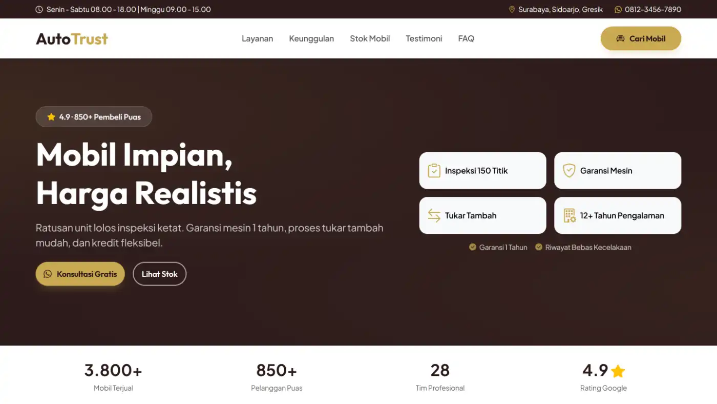 AutoTrust Web Template Dealer Mobil Bekas