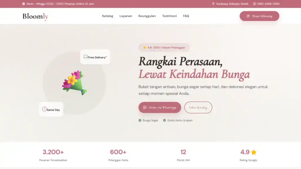 Bloomly Template Florist Premium