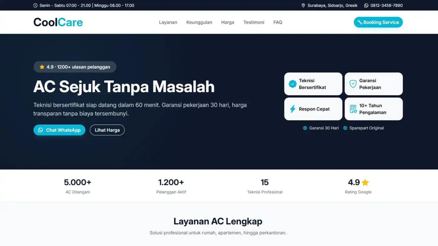 CoolCare Web Template Service AC