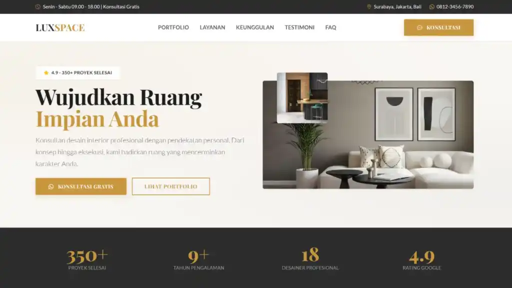 LuxSpace Template Interior Design Premium